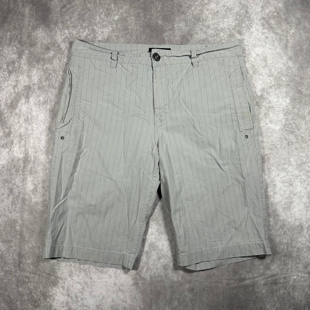 Guess Mens 36 Grey Pinstripe Chino Shorts Cotton Utility Casual Summer Nautical